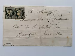 Cérès N°3h noir intense x 2 Obt grille sur lettre de Pertuis du 3Novembre 1849. pour Briançon, Timbres bon état,...