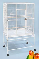Durable wrought iron construction is easy to assemble Product include: One Cage and One Removable Rolling Stand. bird...