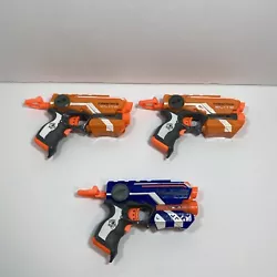 Lot Of 2 Nerf Firestrike Elite Orange Gun & 1 Firestrike Blue Gun. Laser Broken. Condition is 