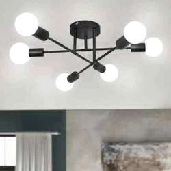 1 x Sputnik Chandelier 6-Light Black Semi Flush Mount Fixture Pendant Lamp. Great Fit For Multiple Rooms: Perfect for...