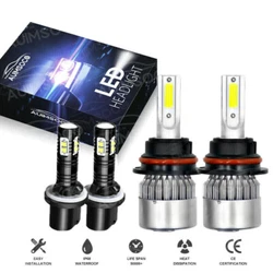 For Chevrolet Cavalier 2000-2005 4x LED Headlight High/Low+Fog Light Bulbs 6000K. ★Plug Type:9007 HB5 （High Beam...