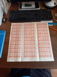 Planche de 150 timbres neufs Albert 1er 1912 Belgique. Bon état mais quelques plis