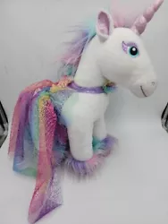 Build A Bear BAB Beary Fairy Friends White Rainbow Unicorn Plush Toy 15