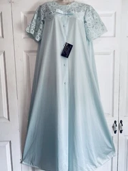 Vintage Shadowline Peignoir Baby Blue Robe Long Gown Lace NWT M L Lounger Hostess….A total stunner…New with...