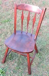 Listed here is a neat, old, simple wooden chair. Can be used as a chair or as decor. Note that with its splayed legs...