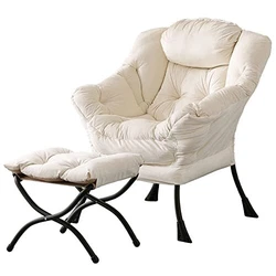 Spacious Size of Velvet Fabric Armchair with Ottoman: 28.3” Length x 36.6