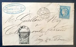 FRANCE 1871 Cover  With + Ceres blue n°36 + Tax stamp n°12 + La Chapelle Saint-Denis Cancelation GC 892  Written...