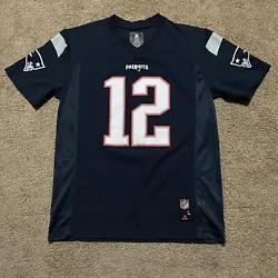 Tom Brady Jersey Youth Large 14-16 New England Patriots #12 Football Blue L. Great condition please see photos for...