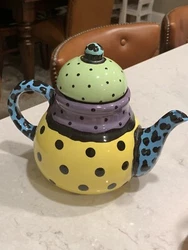Kay Bynum and Richard Frideaux Design Art Complex Ceramic Lidded Tea Kettle. Designer art gallery pot kettle. Shipped...