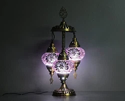 Turksish Mosaic Table Lamp 3 Globe Mosaic, Turkish Table Lamp, Decorative Authentic Lighting, Bedside Standing Lamp. No...