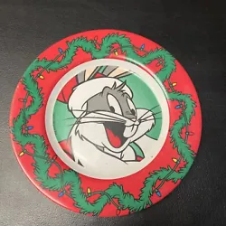 VTG ‘95 BUGS BUNNY CHRISTMAS PLATE BY Zak Design. Plastic Collectible Plate. Has some wear.