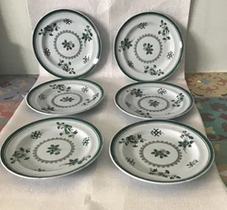 Set-6 Copeland Spode England Fine Stone GLOUCESTER Green Bread Plates Excellent Condition