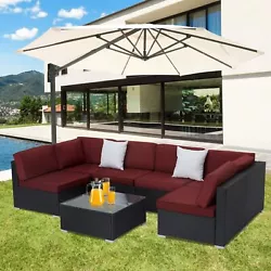 Kinbor 7pcs fashion rattan wicker sofa Furniture set will perfect for outdoor garden, backyard, patio and any other...