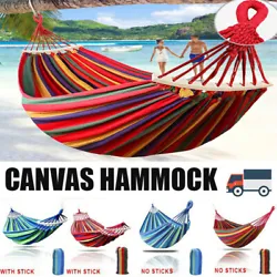The double hammock is 9 1/5ft long by 5ft wide. Outdoor & Indoor Use : Perfect indoors or out. Set up this hammock in...