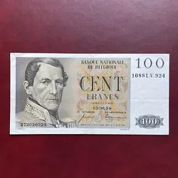 Belgique billet 100 francs 1958 banque nationale de Aucune fente Aucun épinglage Pli en croix Superbe billet non...