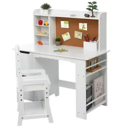 Bookshelf Area for the books, magazines, notebooks;. Include: Desk X 1, Chair X 1, Install Instruction X 1, Pen holders...