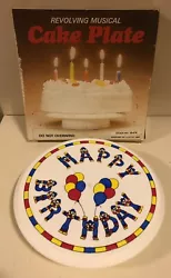 Vintage 1987 Rotating Revolving Happy Birthday Party Musical Cake Plate Clowns. Tested and works—both music and...