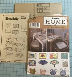 SIMPLICITY HOME Pattern 8696 7 PLACE MATS & 6 CHAIR PADS Cushions UNCUT 1999. Pattern is uncut and factory folded in...