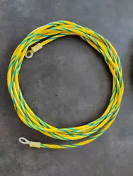 Longueur de 3 mètres de câble électrique vert/jaune section 10AWG (5,26mm²) équipé de cosses à oeillet à chaque...