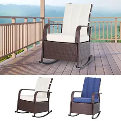 Adjustable Wicker Recliner Cushion Rocker Chair Pool Chaise Patio Lounge outdoor. - A rocking chair and a recliner,...