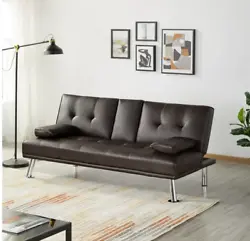 Sleek and modern convertible futon sofa. apts and dorms etc. Just recline the backrest. Back of chaise is in a...