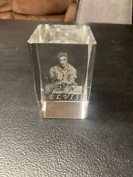 Elvis Presley Etched Crystal Glass Cube Block Paperweight Decoration”The King”. Has its own small box in really...