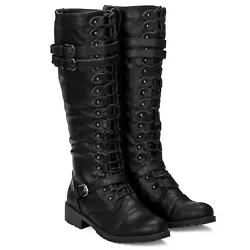 MUST HAVE BOOTS: This boot features a military-inspired, combat design with double buckles to the side for an...