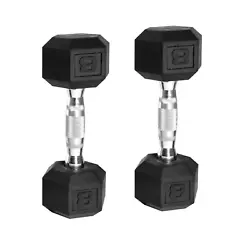 The CAP barbell coated rubber hex dumbbells feature steel, diamond knurled handles with protective coating providing...