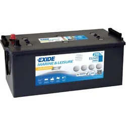 Batterie Marine Gel Exide ES2400 12V 210Ah. - Capacité nominale 12V 210Ah (C20). - Technologie : GEL Calcium/ Calcium.