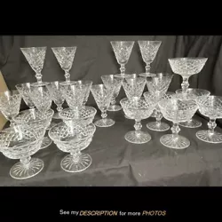26pc Waterford Crystal Stemware Adare Patter. 9 Claret Wine Glasses 5-1/4