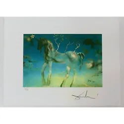 Stunning and rare authentic Salvador Dalí hand signed and numbered lithograph titled L’Unicorn Allegre. The piece...