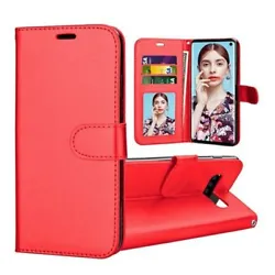 For Samsung S10 Leather Flip Wallet Phone Holder Protective Case Cover RED Leather Flip Wallet Phone Holder Protective...