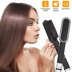 Electric Hair Straightener Brush Straightening Curler Brush Hot Comb Frizzy Hair. 10S Fast Heating Up:10S Fast heating...