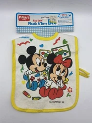 Vintage 1984 Playskool Disney Babies Snap-On Bib Vinyl Back (Yellow & White). Condition is “New”. Has some wear...