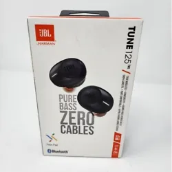 JBL Tune 125 pure bass black zero cables ear buds with case. Comfort fit, hands-free stereo calls, voice assistants...