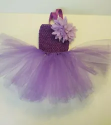 Handmade by me Toddler Infant Girls Tutu Dress Purple With Flower. Flower is removable it can be worn on dress or in...