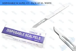 PRODUCT DETAIL : 10 PCS STERILE DISPOSABLE SCALPELS #15 SINGLE USE - DENTAL,SURGICAL,DERMAPLANING. AT AN AFFORDABLE...