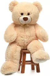 Not too big. Not too small! Plump & fluffy. Perfect for hugging and easy to take it anywhere. Perfect size teddy bear...