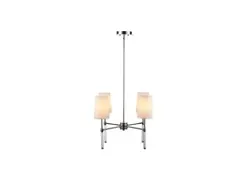 Globe Electric Jules 4-Light Chandelier with Crystal Accents and Fabric Shades.