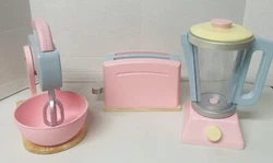 Kidkraft Pastel Kitchen Wood Appliances Toaster Blender Mixer.  In used condition. Please look at pictures carefully...