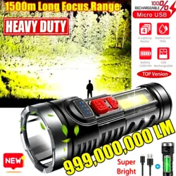 1 Flashlight. 4 Lighting Modes: strong light-low light-strobe-COB side light. Durable to Use with Great Performance:...