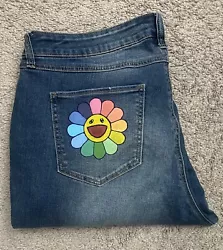 takashi murakami flower Print Sound style Easy Fit Jeans Size 14 By Dawson. No rips or stains Women’s size 14