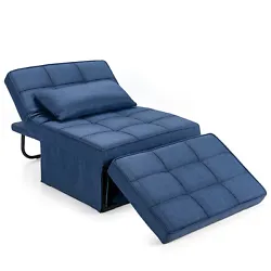 Color: Blue  Material: Steel, Sponge, Linen Type Fabric (100% Polyester)  Product Dimension: 66” x 34.5” x 27” (L...