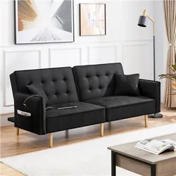 【Sturdy Wood Frame】This convertible futon sofa bed has greater stability with a maximum weight capacity of...