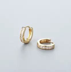 Small Tiny Huggie Hoop Earrings/1Pair. Size: Approx. 14k Gold Plated CZ. Material: Gold Plated. Care for Plated...