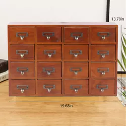 Number of Drawers: 16. 1x16-Grid Drawer. FeaturesWith Drawers. Material: Wood. TypeApothecary Cabinet. RoomAny Room....