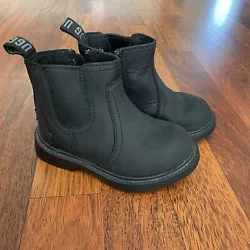 UGG Callum Bomber Toddler Side Zip Boots Black 1112455T Size 7