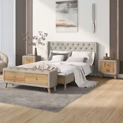 [Bedroom Furniture Set] This bedroom set includes Platform Bed (Full/Queen size), Wooden Nightstands and Storage Bench....