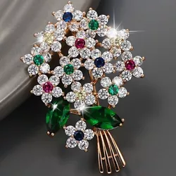 This stylish and elegant flower brooch pins is made of high quality alloy and crystal. Bright prize electroplating...