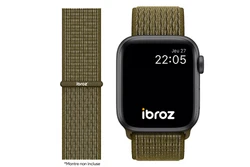 Ibroz Bracelet Nylon Loop Sport pour Apple Watch 7 / 6 / SE / 5 / 4 / 3 - 44mm - Kaki. Bracelet idéal pour la pratique...